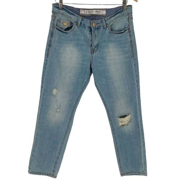Denim Co Womens Ripped Slim Light Wash Skinny Boyfriend Jeans Blue Size 4‎ - Picture 1 of 12